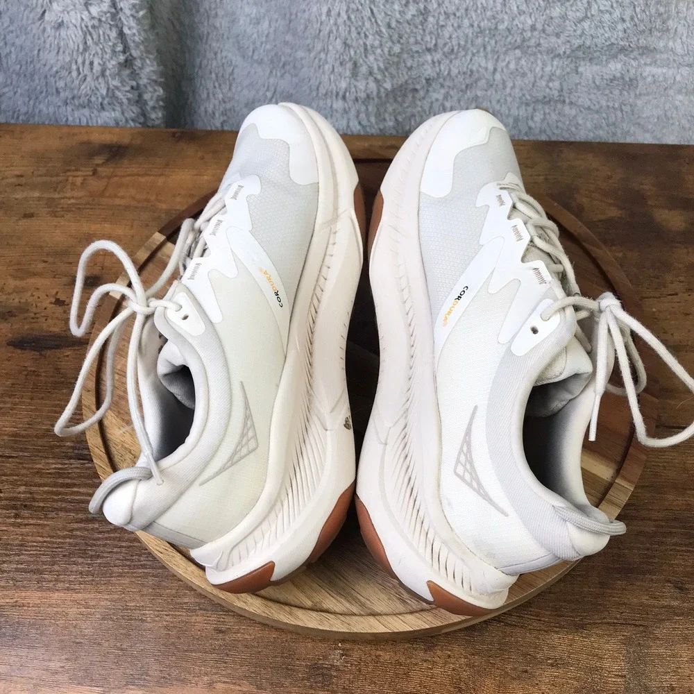 Hoka Transport Sneakers Women 8B Eggnog Gull White Vibram Cordura Walking Shoes